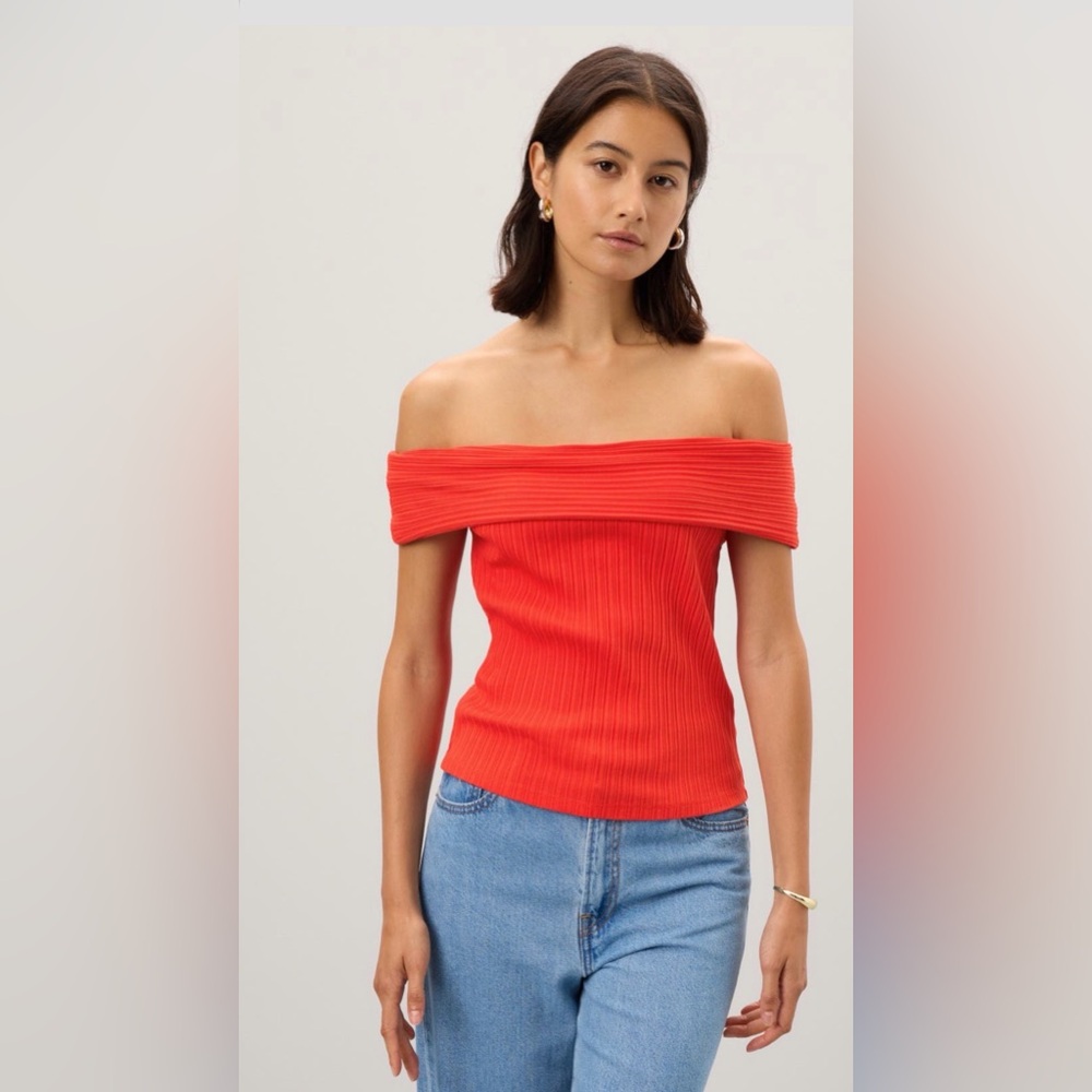 Madewell Red Off the shoulder top
